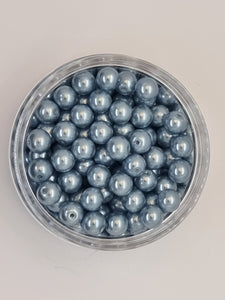 8MM GLASS ROUND PEARLS - LIGHT BLUE
