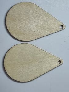 EAR/PENDANT BASE - 61.5 X 39.5X2.5MM TEARDROP WOODEN BLANK