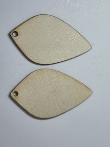 EAR/PENDANT BASE - 58.5 X 34.9 X 2.5MM LEAF WOODEN BLANK
