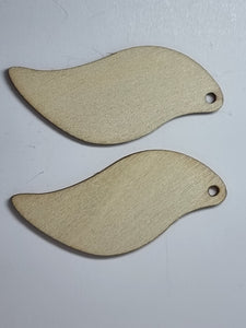 EAR/PENDANT BASE - 65 X 29 X 2.5MM LEAF WOODEN BLANK