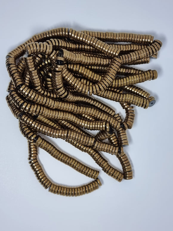 METAL - 8X2MM ANTIQUE GOLD COLOURED DISC/HEISHI BEADS