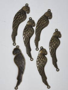 CHARMS - PARROT - 62 X 15.5 X 2MM - ANTIQUE BRONZE COLOUR
