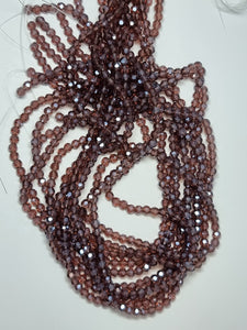 4MM GLASS FACETED ROUND BEADS - E. PLATED PURPLE