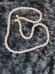 4MM GLASS FACETED ROUND BEADS - AB PLATED PEACH PUFF