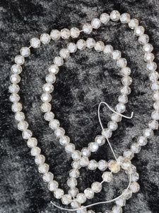 4MM GLASS FACETED ROUND BEADS - AB PLATED PALE COCOA