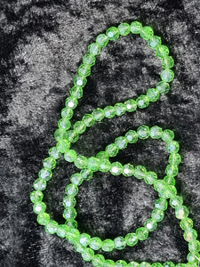 4MM GLASS FACETED ROUND BEADS - AB PLATED GREEN