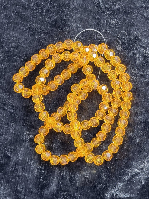 6MM GLASS FACETED BEADS - LIGHT ORANGE