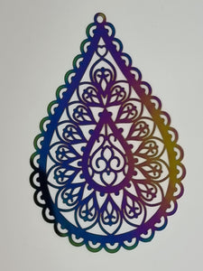65X42X0.3MM 201 STAINLESS STEEL FILIGREE PENDANT/EARRING - RAINBOW ETCHED