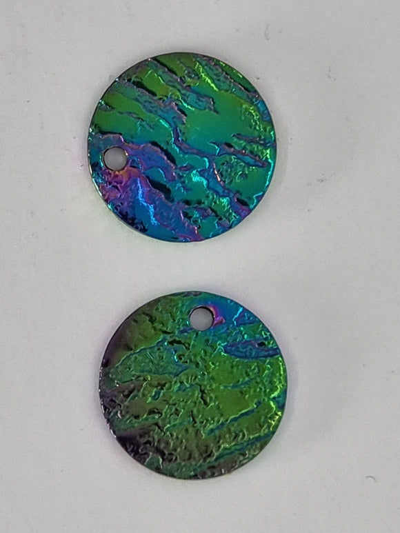12 X 1MM VACUMM PLATED COIN BEADS - RAINBOW