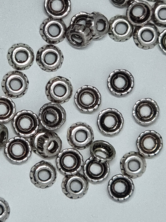 BEAD CAPS - ANTIQUE SILVER COLOUR - 3MM