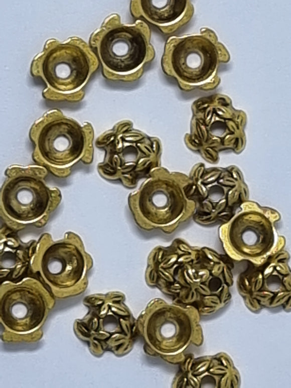 BEAD CAPS - ANTIQUE GOLD COLOUR - 7MM