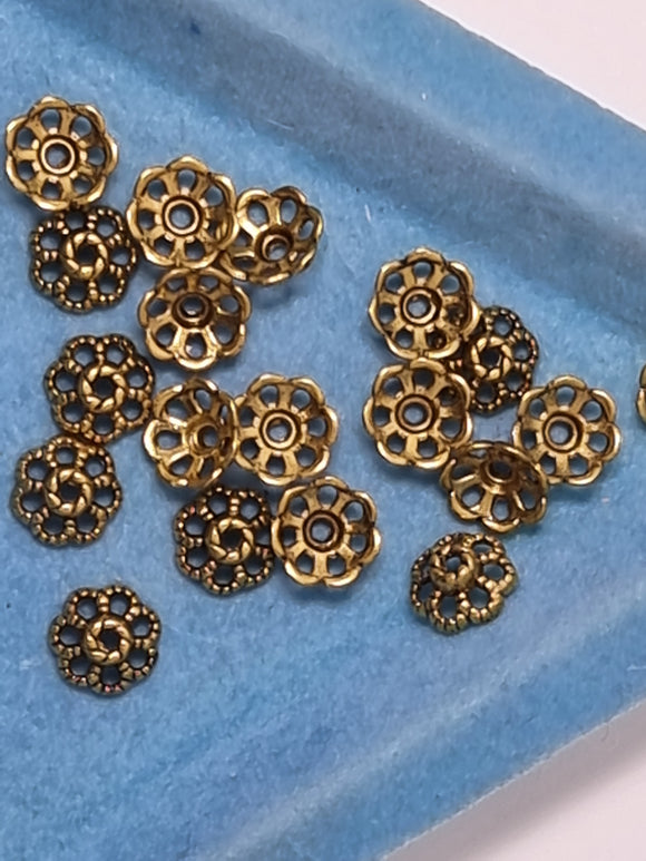 BEAD CAPS - ANTIQUE GOLDEN COLOUR - 8-9MM