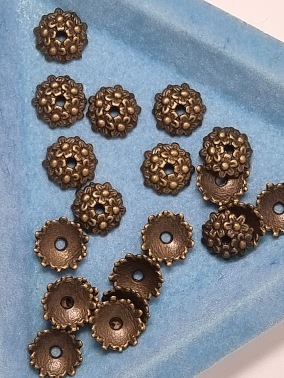 BEAD CAPS - ANTIQUE BRONZE COLOUR - 10MM