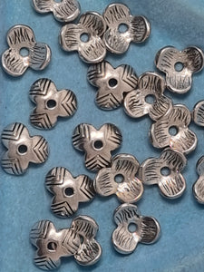 BEAD CAPS - ANTIQUE SILVER COLOUR - 10MM