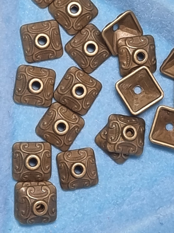 BEAD CAPS - ANTIQUE BRONZE COLOUR - 10MM
