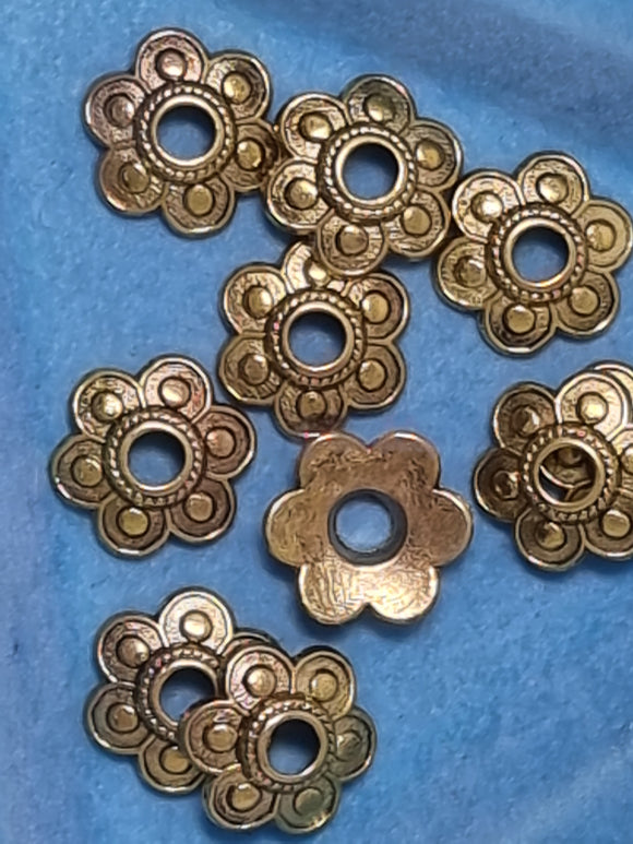 BEAD CAPS - ANTIQUE GOLD COLOUR - 15MM