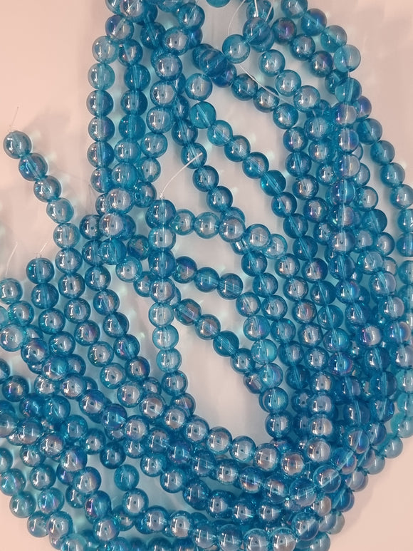8MM GLASS BEADS - TRANSPARENT - SKY BLUE AB