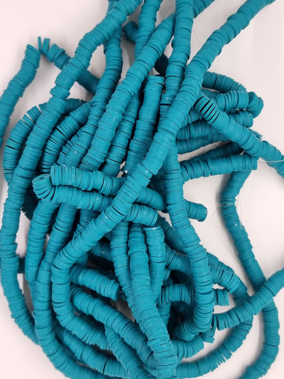 POLYMER CLAY HEISHI BEADS - 8MM - PEACOCK GREEN