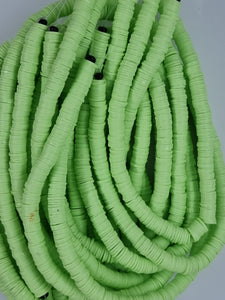 POLYMER CLAY HEISHI BEADS - 8MM - LIGHT GREEN