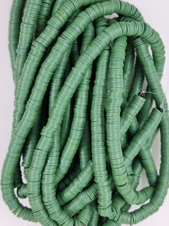 POLYMER CLAY HEISHI BEADS - 8MM - DARK SEA GREEN