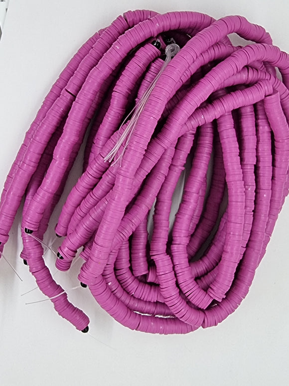 POLYMER CLAY HEISHI BEADS - 8MM - MEDIUM ORCHID