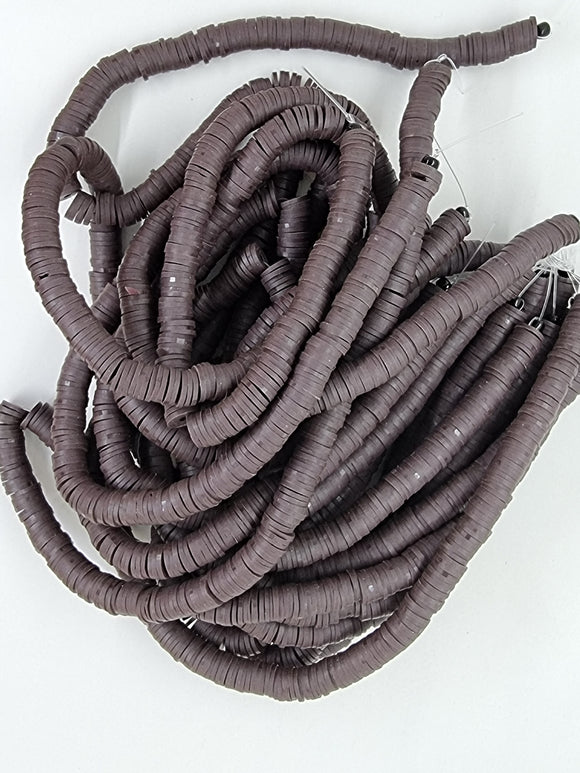 POLYMER CLAY HEISHI BEADS - 8MM - SADDLE BROWN