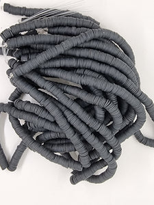 POLYMER CLAY HEISHI BEADS - 8MM - BLACK