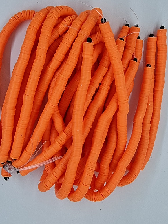 POLYMER CLAY HEISHI BEADS - 8MM - BRIGHT ORANGE