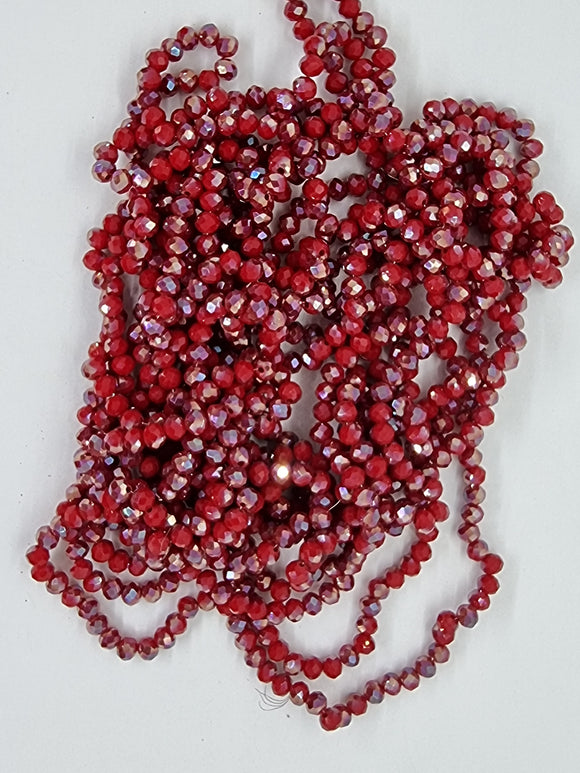 RONDELLES - 6X5MM ELECTRO. FACETED GLASS RONDELLE - RED