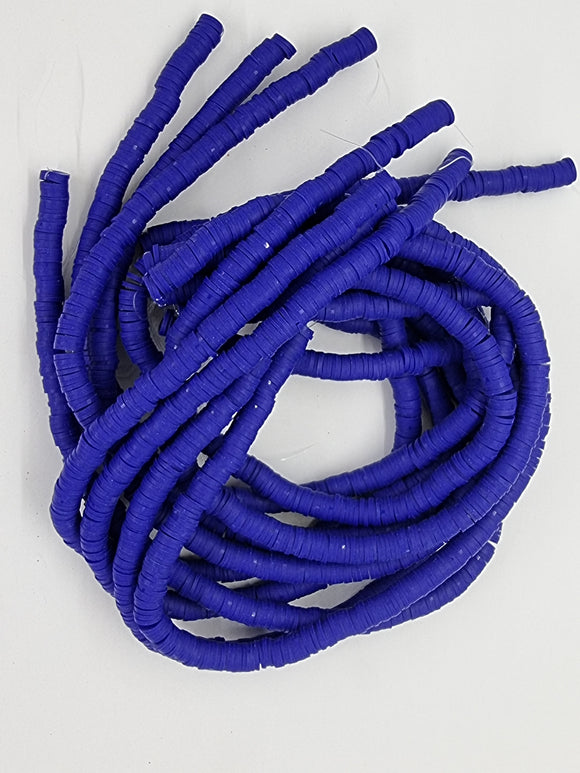 POLYMER CLAY HEISHI BEADS - 8MM - MEDIUM BLUE