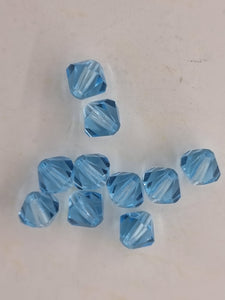 BICONES - 6MM CZECH GLASS FACETED - LIGHT SKY BLUE
