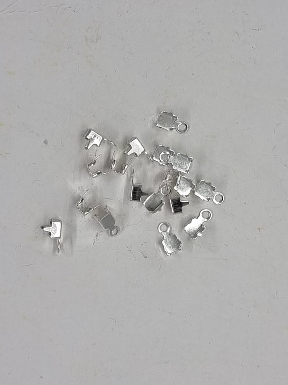 CUP CHAIN CONNECTOR ENDS - 6.5X3.5MM BRASS - SILVER COLOUR