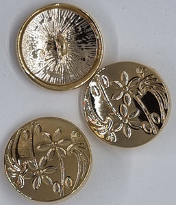 BUTTONS - 17X6MM 18K GOLD PLATED FLOWER PATTERN