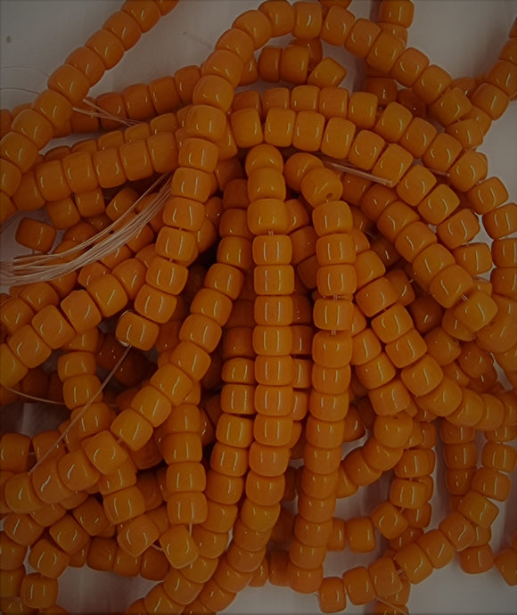 8X5-6MM COLUMN GLASS BEADS - ORANGE