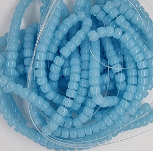 8X5-6MM COLUMN GLASS BEADS - AQUAMARINE