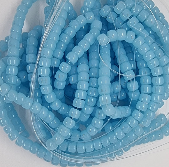 8X5-6MM COLUMN GLASS BEADS - AQUAMARINE