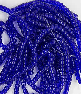 8X5-6MM COLUMN GLASS BEADS - ROYAL BLUE