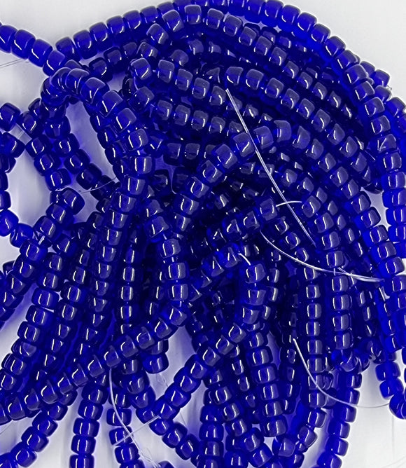 8X5-6MM COLUMN GLASS BEADS - ROYAL BLUE