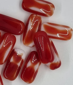 21-22X10X5-5.5MM CZECH OPAQUE RECTANGLE BEADS - RED/WHITE
