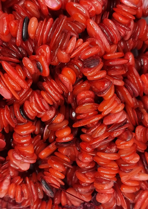 NATURAL SHELL BEAD CHIPS - RED