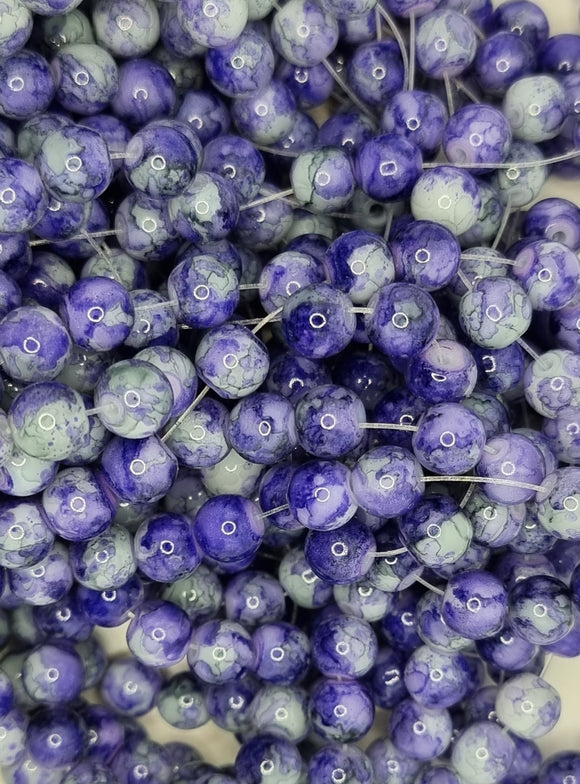 8MM GLASS BEADS - MEDIUM SLATE BLUE