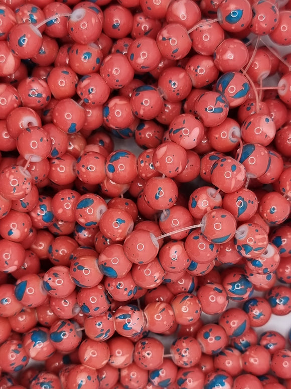 8MM GLASS BEADS - LIGHT CORAL