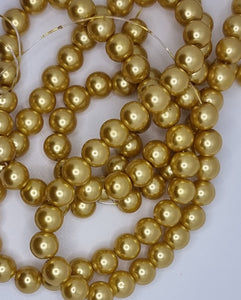 8MM GLASS ROUND PEARLS - GOLDEN