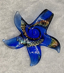 PENDANT - GLASS/DICHROIC STARFISH - 58 X 58MM - ROYAL BLUE