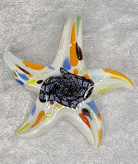 PENDANT - GLASS/DICHROIC STARFISH - 58 X 58MM - WHITE