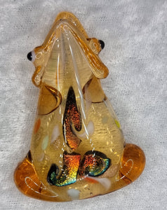 PENDANT - GLASS/DICHROIC FROG - 58 X 40MM - AMBER