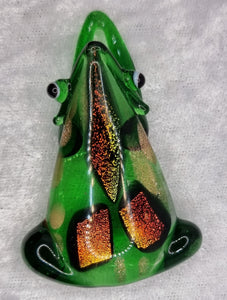 PENDANT - GLASS/DICHROIC FROG - 58 X 40MM - GREEN