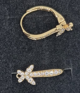 EARRING FINDINGS - LEAVERBACK - 18K GOLD PLATED WITH CUBIC ZIRCONIA