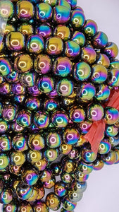 10MM NON-MAGNETIC SYNTHETIC HEMATITE MULTI COLOUR ROUND BEADS