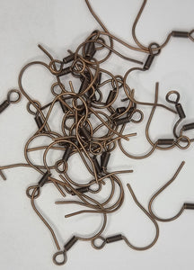 EARRING FINDINGS - 17MM HOOKS - BRASS - COPPER COLOUR